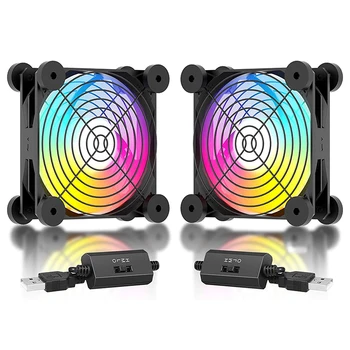 UpHere USB Fan 120mm RGB LED Fan With 3 Adjustable Speeds for TV Box PS4 PC Laptop Air Cooling Case Fan Controller