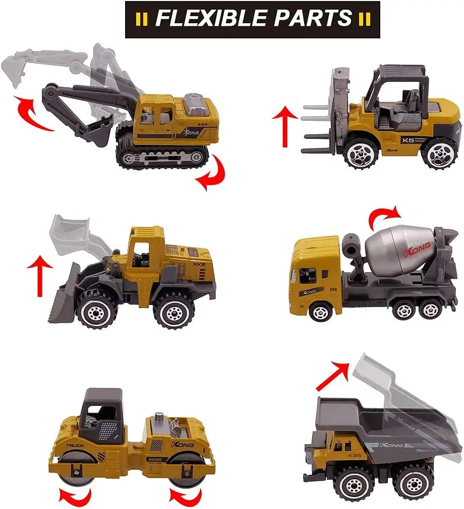 Cheap Diecast Car 1/64 Scale Construction Toys Vehicles Engineering Excavators Dozer Diecast Toy Dump Truck Toys