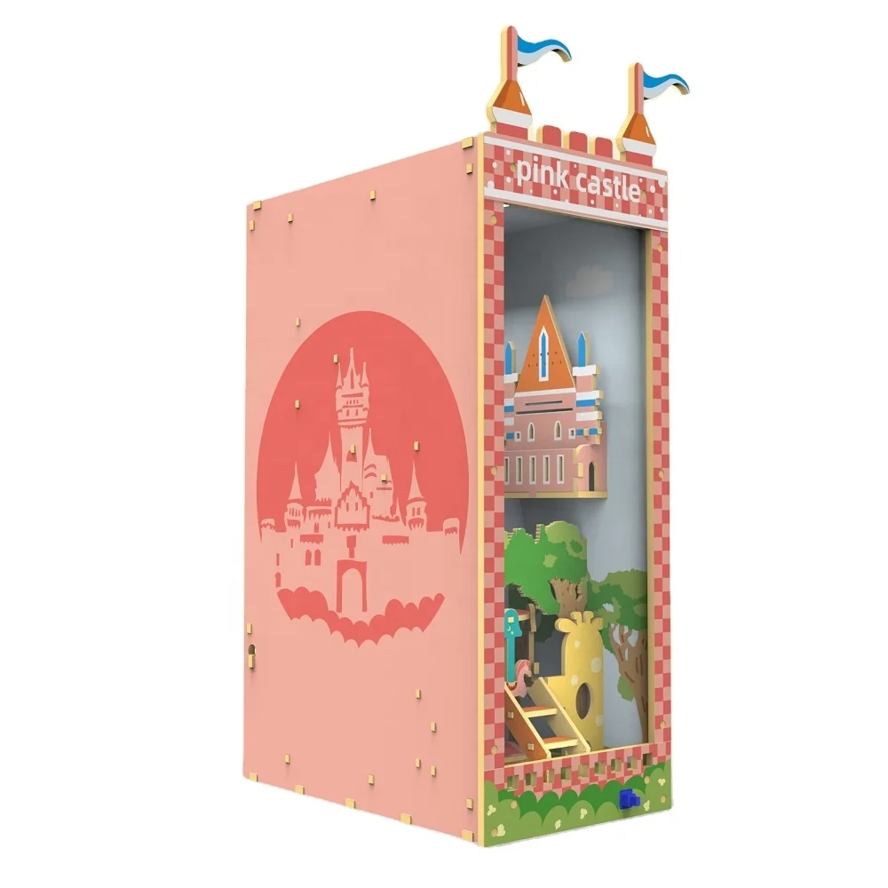 DIY Dollhouse Book Nook 3D Wooden Puzzle with LED Lights