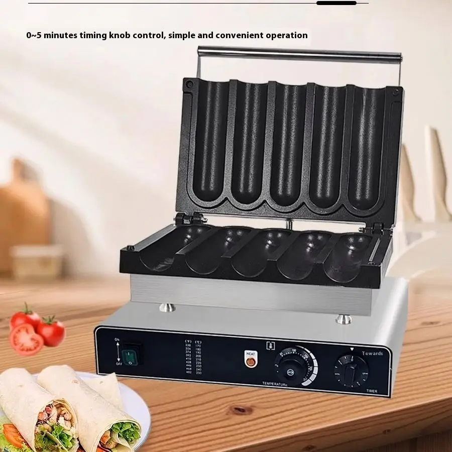 TEBAK Heating Chicken Rolling Machine Two Grids Five Grids Roll Machine Commercial Chicken Wraps Toaster With Digital Display