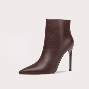 Fashion Thin High Heel Pointed Toe Faux Leather Ankle Dress Boots For Women And Laddies Gem Women Ankle Boots