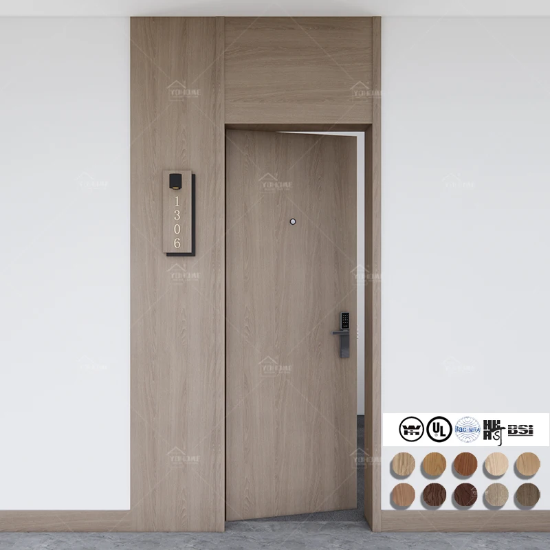 Foshan Source Factory 20 45 60 min Wooden Fire Door Manufacturer Door Fire Resistant Wood Interior Fire Doors