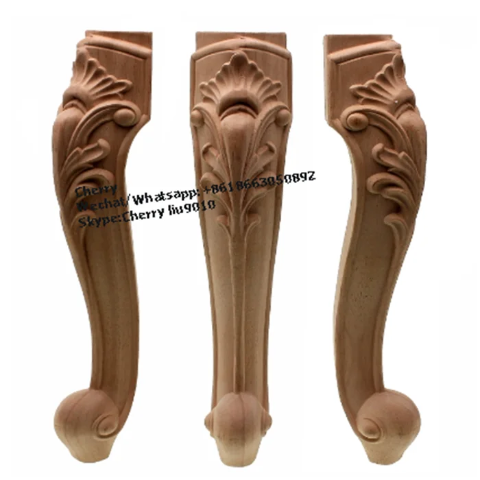 Carved Furniture Parts Solid Rubber Wood Feet Legs