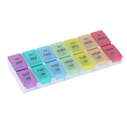 Detachable Pill Organizer case 14 Daily Compartments AM PM Slot Weekly Dosis Container Medicine Holder Medication Dispenser