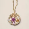 Collana con scatola rotonda con cuore viola - Scatola vuota