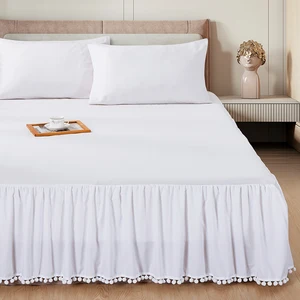 Honeymoon Hot Sale Eco-Friendly Wrinkle Fade Resistant Modern Style Bedspread Skirt Set Microfiber Fabric Decorative Ruffles