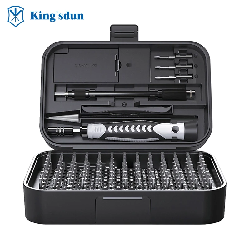 Kingsdun Screwdriver Set 130 in 1 Portable Magnetic Screwdriver Tool Set with 120Pcs Interchangeable Precise Bits for Computer