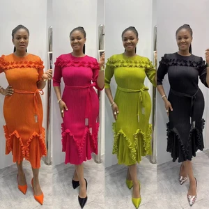 French-style Women's Elegant and Loose European Evening Dress Large Size Miyake Pleated Dress