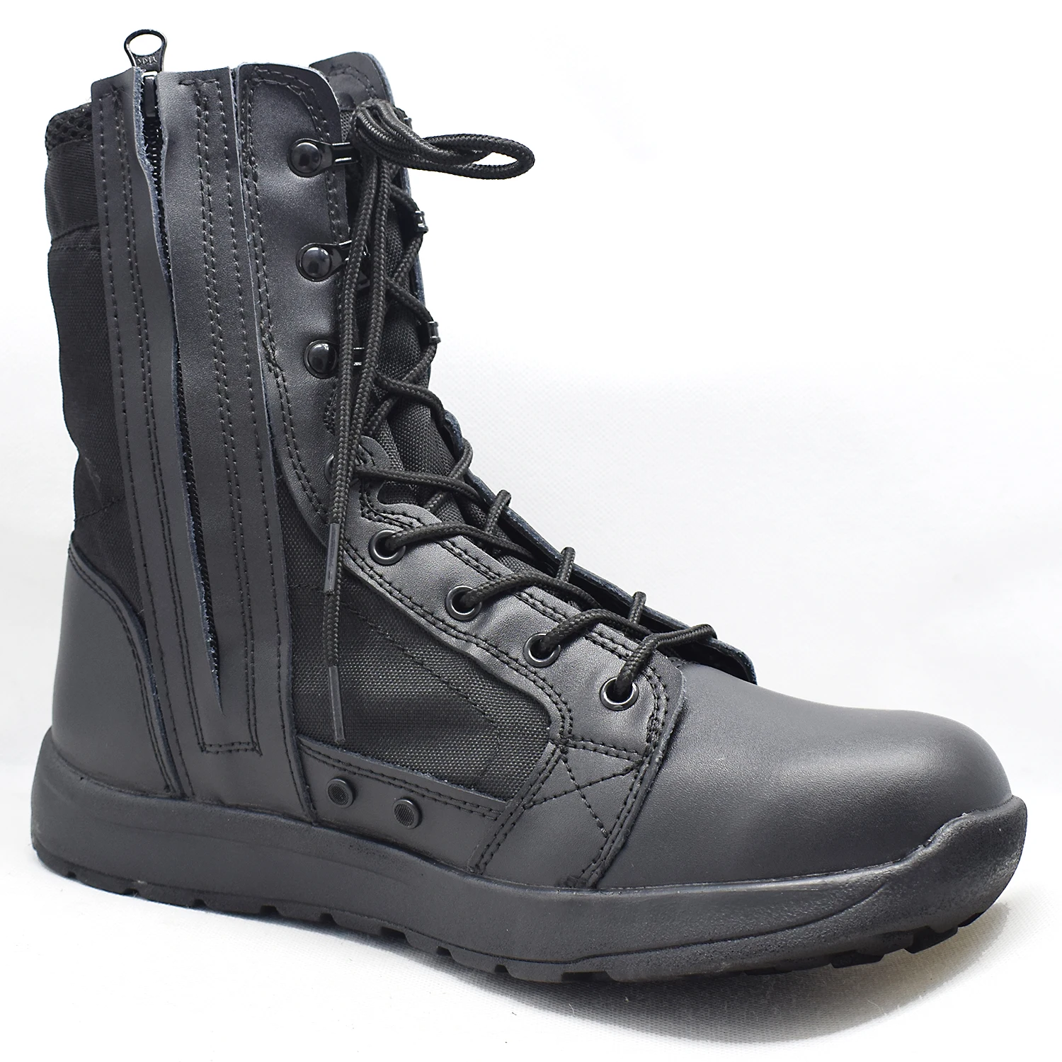 Handmade Low Price Traction Function Black Breathable Combat Boots