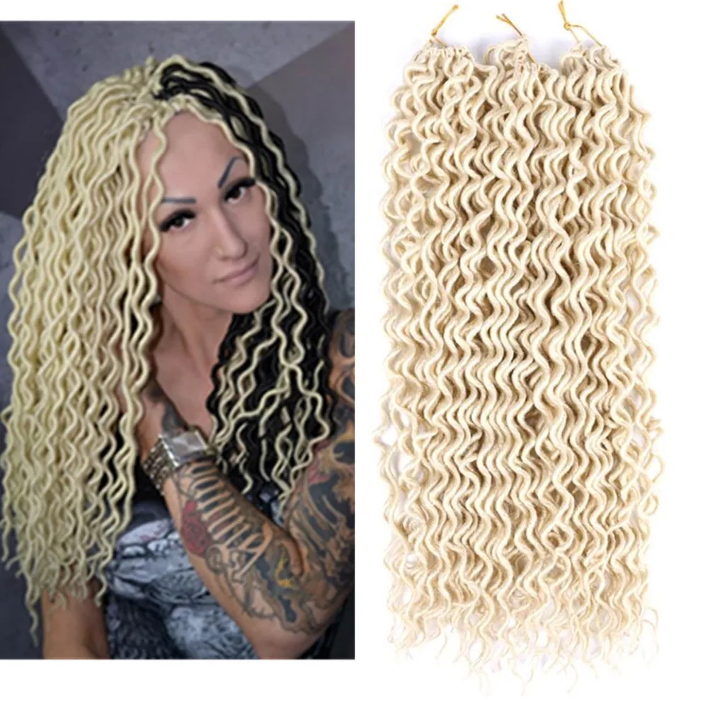 24Inch Faux Locs Crochet Braids Hair Curly Goddess Faux Soft Locs Synt –  unionbeauty