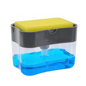 Creative 2 in 1 Manual Press Dish Soap Dispenser With Sponge Bathroom Wash Holder Box Kitchen Pump Liquid Soap Dispenser