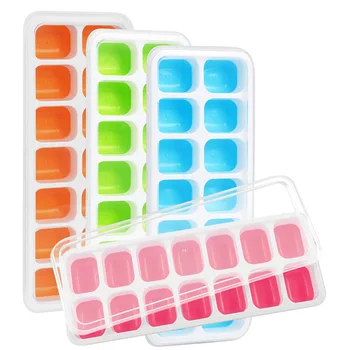 Ice Cube Trays,  Easy-Release and  14-Ice Trays with Removable Lid, BPA Free, Durable and Dishwasher Safe