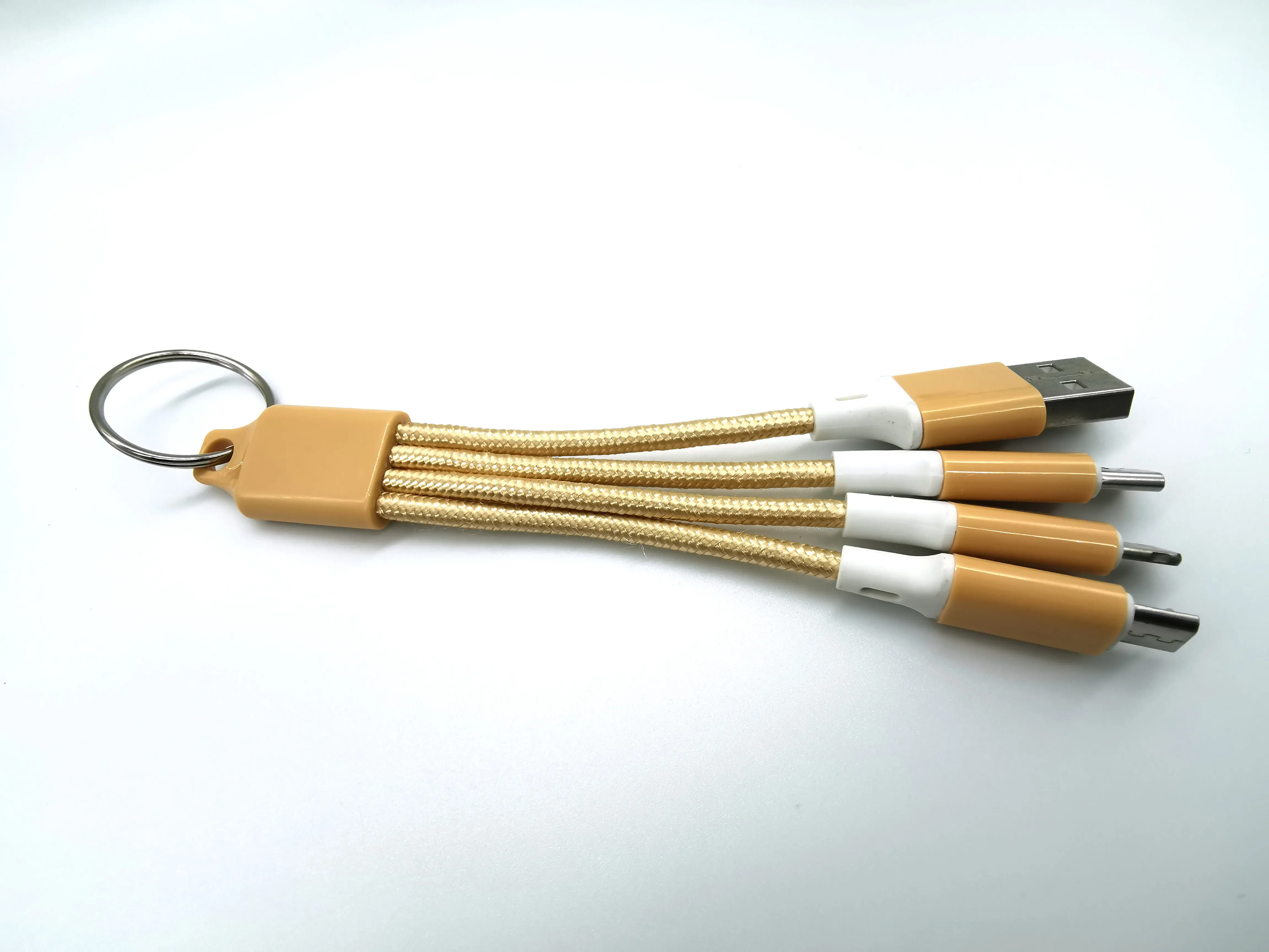 13 см Ткань 2A короткие портативный 3 в 1 USB кабель для зарядного устройства 8pinmicro Тип c USB2.0 с цепочкой для ключей для путешествий Power Bank