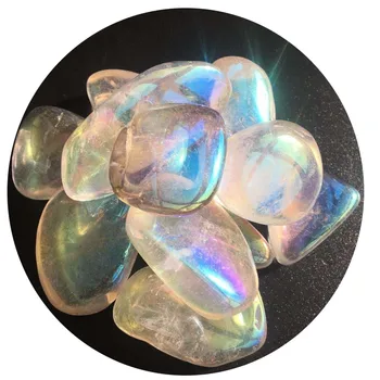 Wholesale Natural Crystal Chips Angel Aura Clear Quartz Tumbles Stone For Reiki Healing