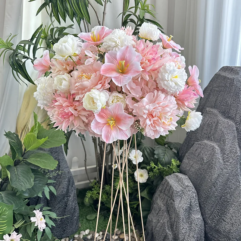 product hot sale large pink artificial flower ball high quantity customizable for wedding centerpiece party guide decorations-51