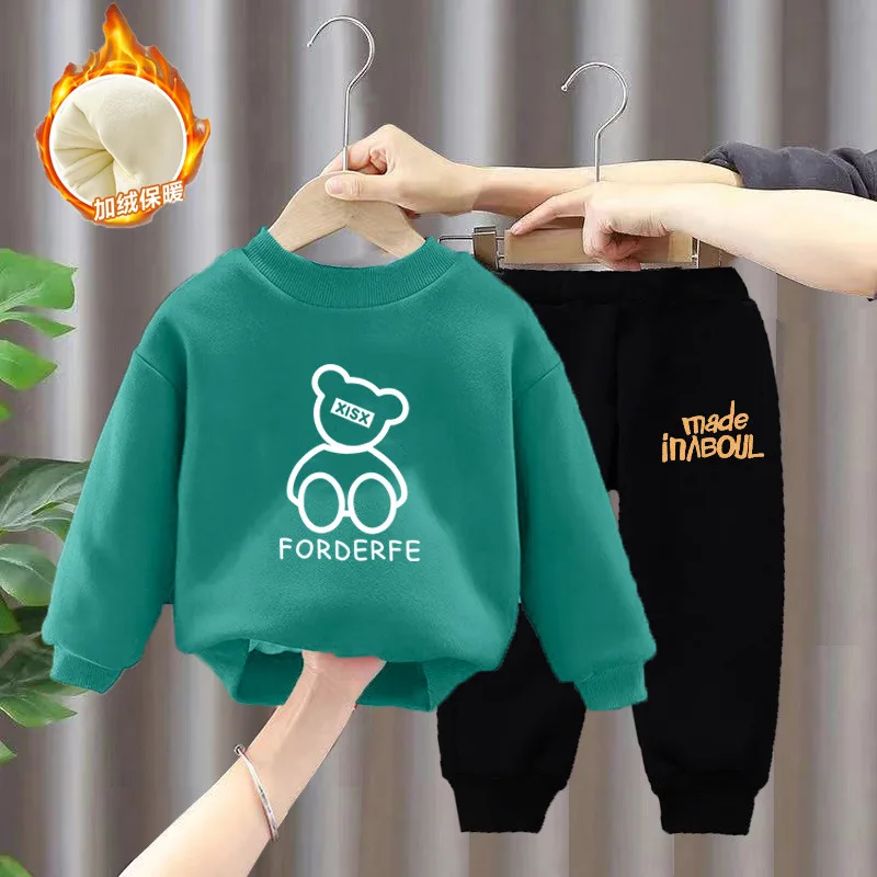 Thickened Custom Logo Kids Clothing Sports Clothes For Baby Winter Girl ...