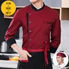 Red long-sleeved apron and hat
