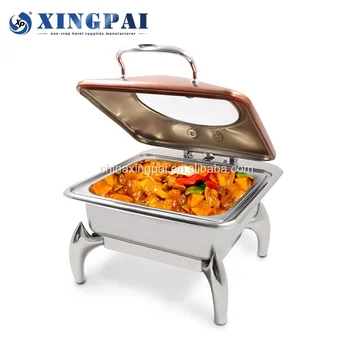 XINGPAI Luxury Copper Plated Good Design Chafing Dish Stainless Steel Hydraulic Chafing Dish Buffet Food Warmer For Dubai