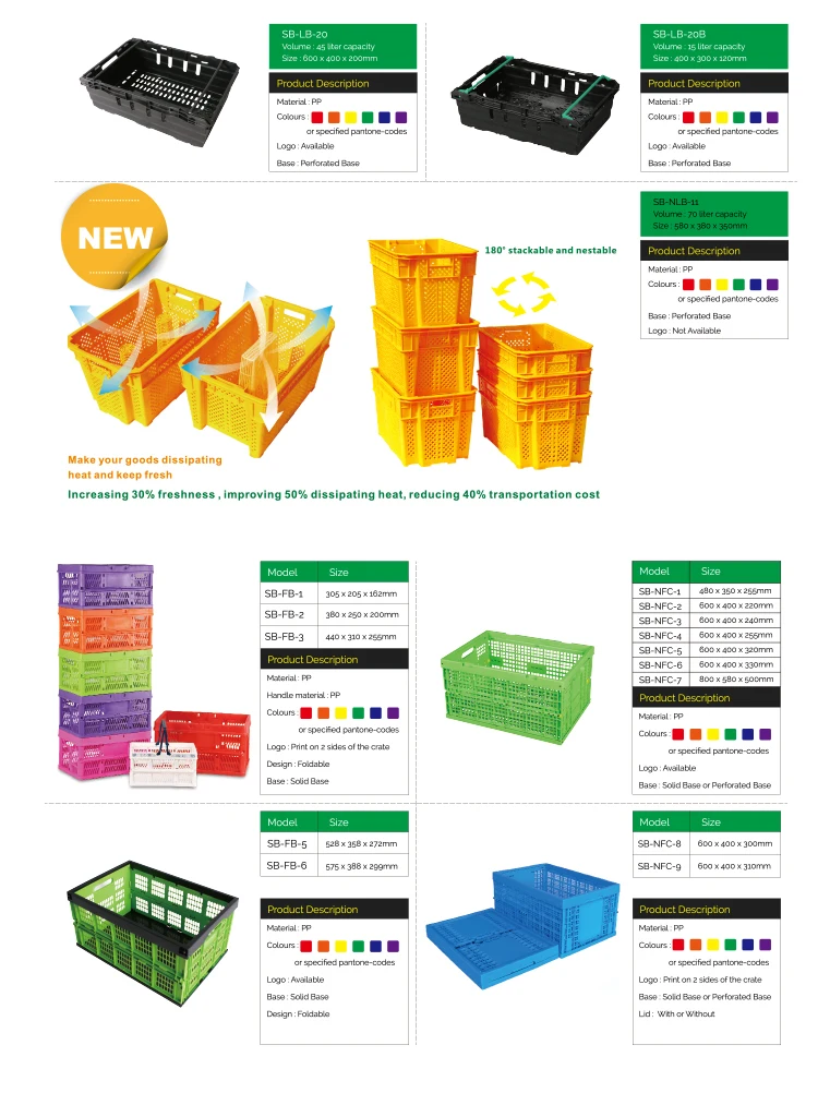 Plastic Crates Stackable Collapsible Folding Crate Moving Crate