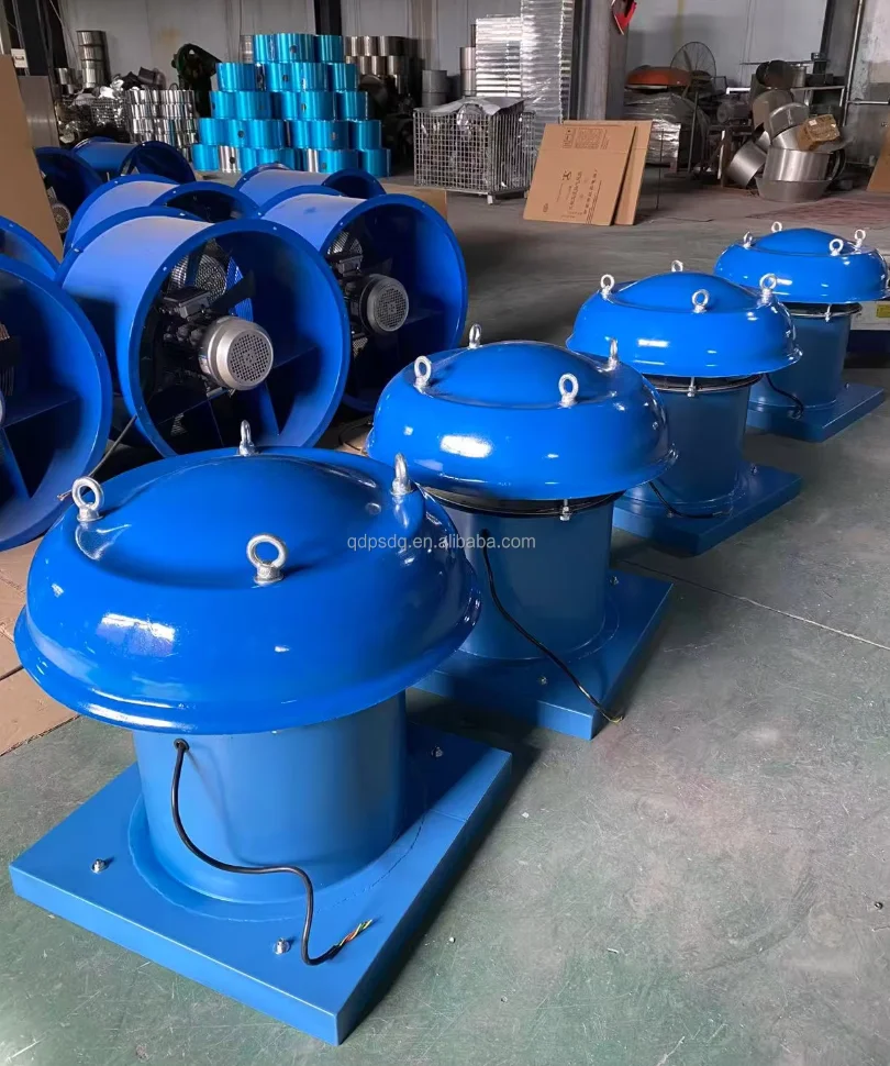 220V 800mm AC Smoke Extractor  Blue Cast Iron Stainless Steel AC Roof Fan Metal Fan Axial Flow Ventilation Fans