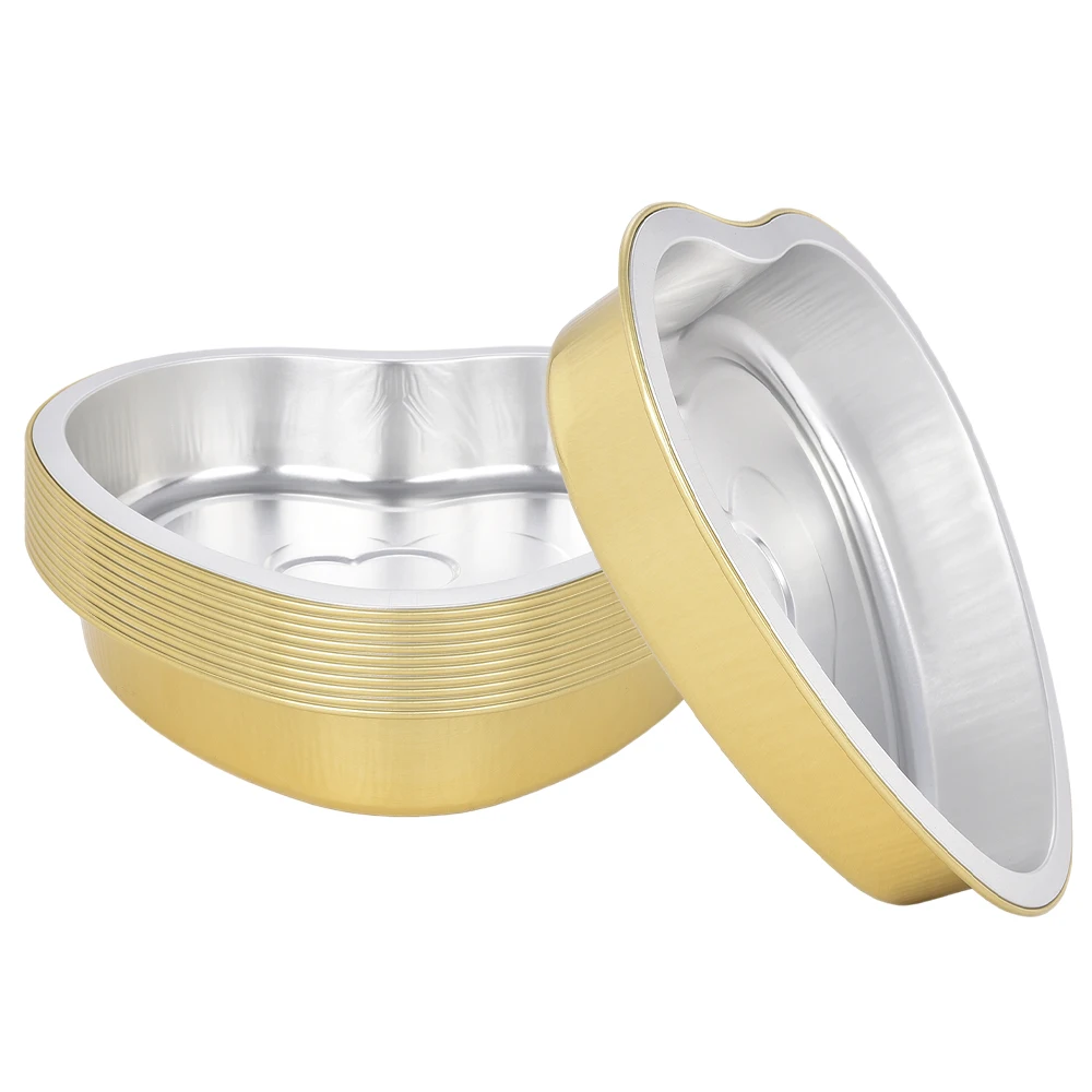 product x670 670ml eco friendly heart shape gold foil pan chocolate candy ice cream cake cup disposable aluminum foil container-2