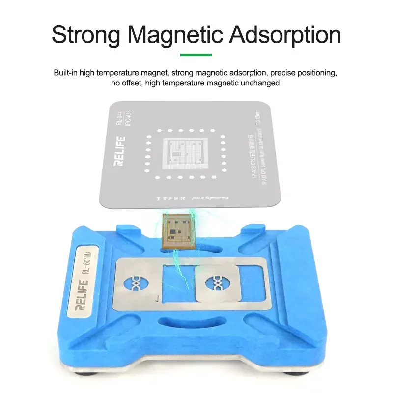 RELIFE RL-601 MA IP CPU Tin Planting Platform Set for iPhone A8-A16 Motherboard MTK EMMC Qualcomm HUAWEI CPU Welding Repair Tool