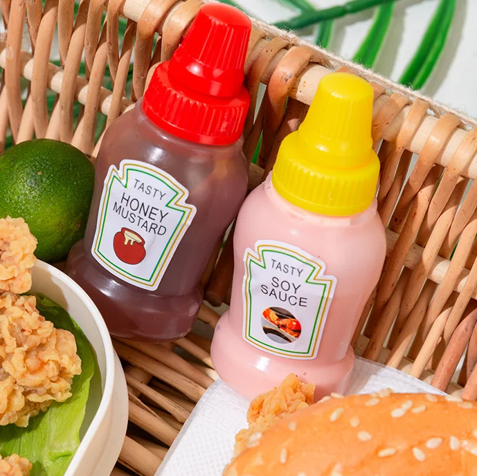 4 Mini Bouteilles à Sauce Souples 23 Ml - Portable Pour Ketchup, Sauce Soja, Vinaigrette - Idéal Pique-nique, Déjeuner