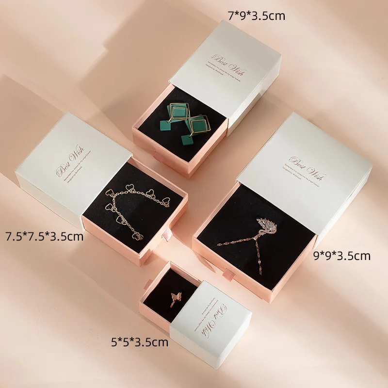 Eco Friendly Custom Logo and Size Rigid Paper Small Drawer Box  Jewelry Packaging Pull Out Sleeve Sliding Gift Drawer Box
