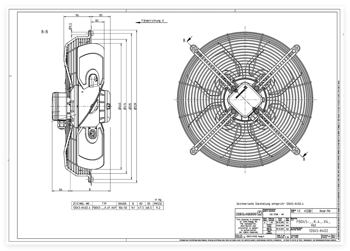 Refrigeration Condenser, ZIEHL-ABEGG, FB045-4DK.4F.V4P, 201653 - detail 6