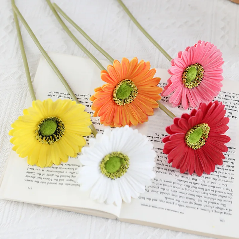 Multicolor Artificial Daisy Flower PU Gerbera Flower for Wedding Party Home Kitchen Decor Floral Arrangements