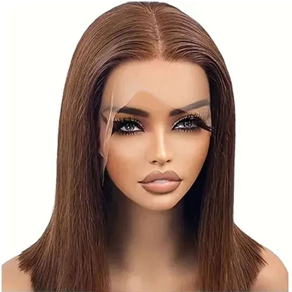 Parrucca Bob liscia marrone cioccolato #4 ad alta densità 210% densità per donne_voghion.com