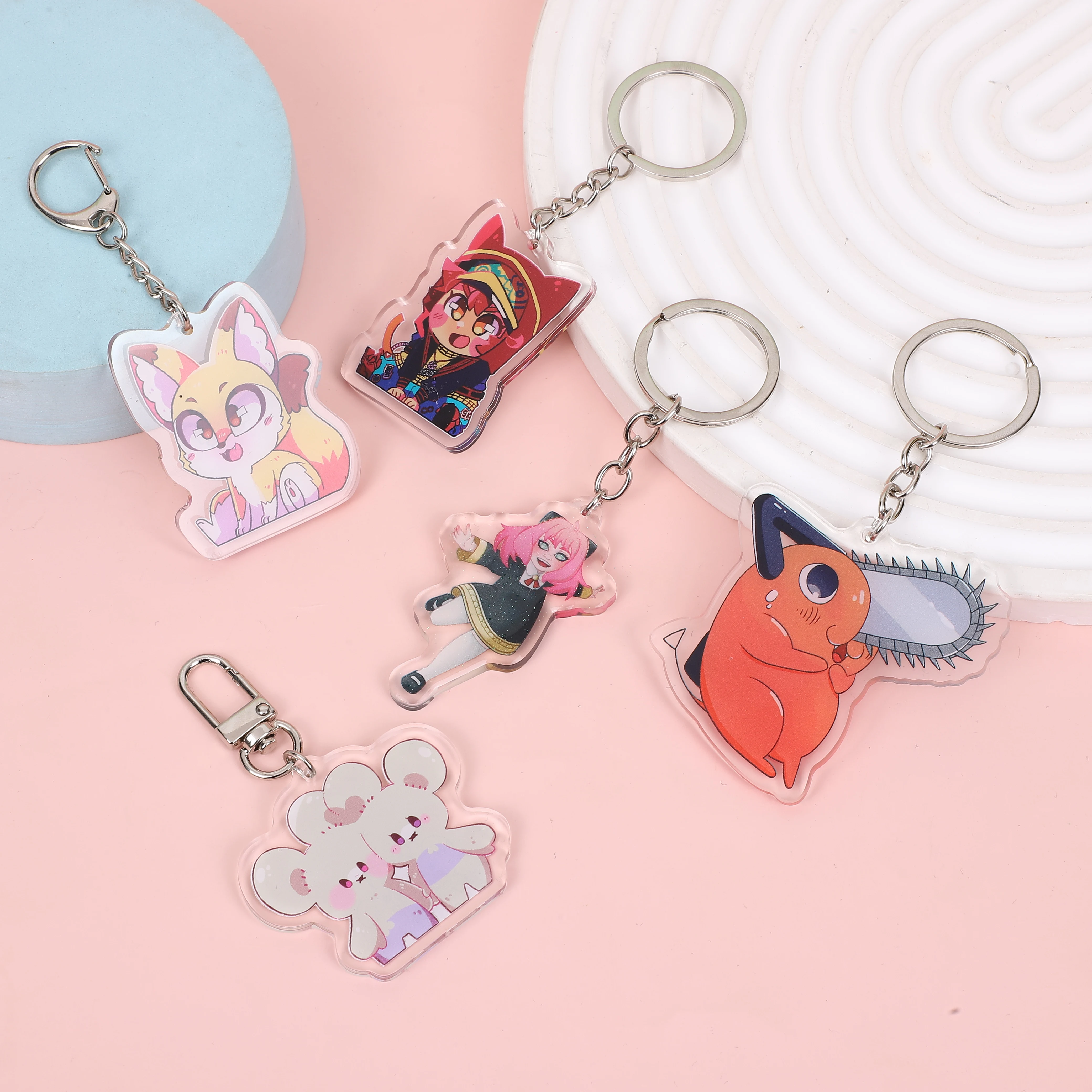 Double Sided Clear Acrylic Keyrings Promotional Clear Acrylic 3/4