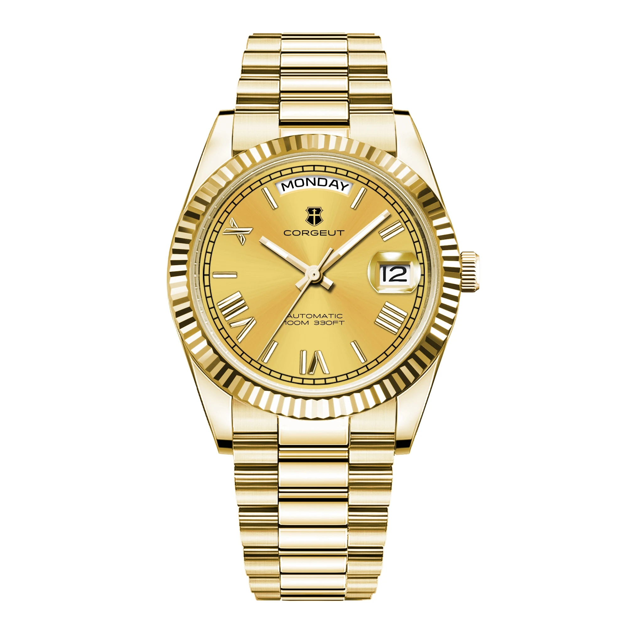 Corgeut 39mm Luxury Men's Watch with Automatic NH36 Movement