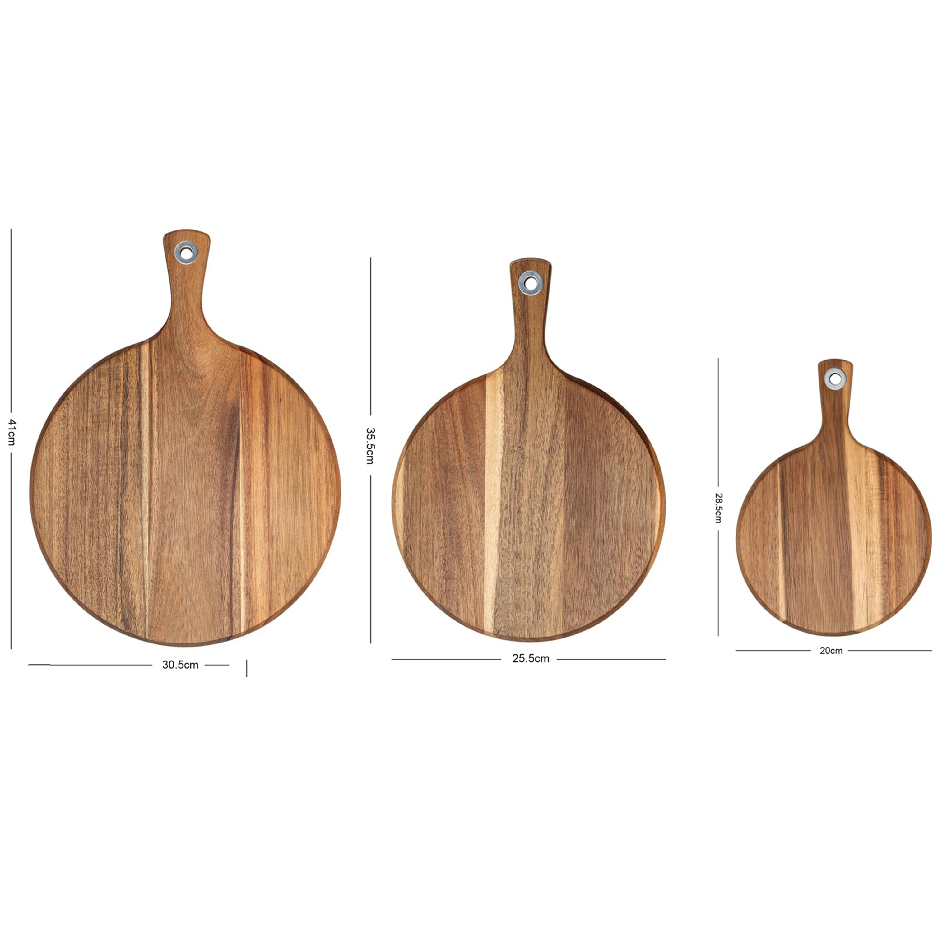 product custom 3 piece wood cutting board set kitchen chopping board pizza paddle with handle charcuterie serving board-5