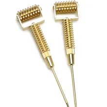 Face Yoga Gold Copper Spike Face Roller Gold Derma Roller Brass Materials In Stock Gua Sha Massage Product Rollers