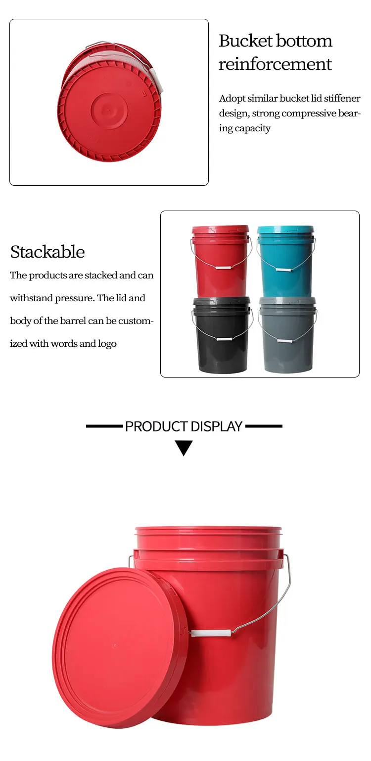 5 Gallon 20l Bucket With Printed Logo Plastic Watertight Bucket Plastic