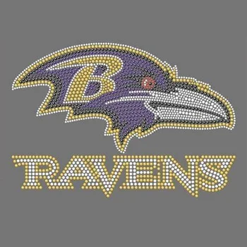 RAVENS Football  Hot Fix Rhinestone Motif Heat Press Crystal Transfer Iron on Bling Diamond For DIY Shirt