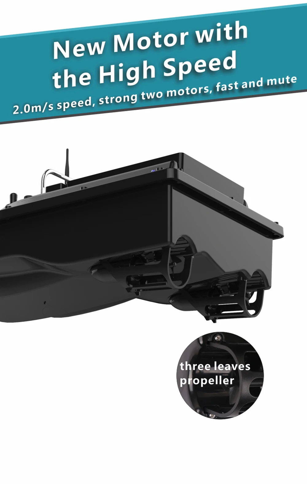 New Big Hopper Remote Control Boat Fishing Bait Boat GPS Powerful Two Motors Heavy Load 2kg Weight Cruise Fishing RC Bait Boat