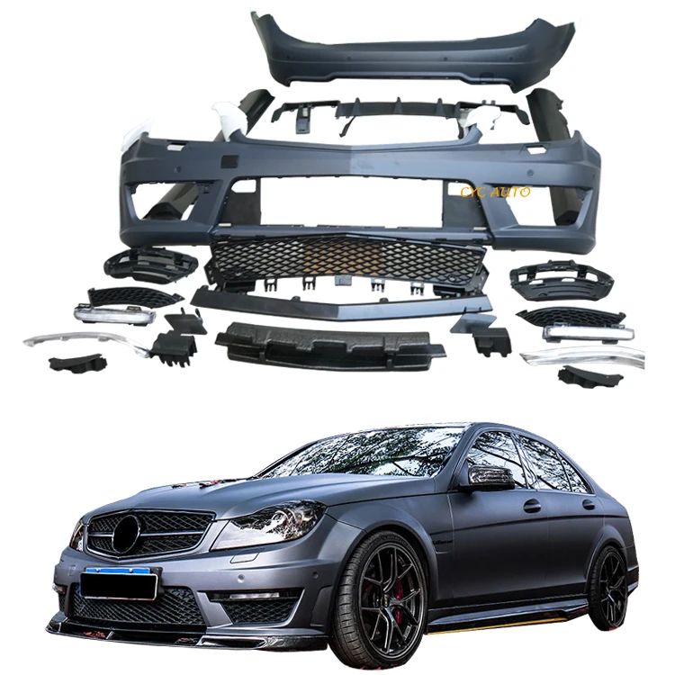 C Class Car Parts W204 for Mercedes Benz C63 Bodykit Full Bumper C180 C200 C260 C300 2011 2013