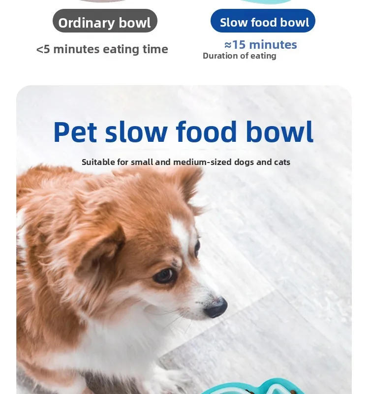 New Anti-Choking Anti-Overflow Anti-Slip Silicone Dog Bowl Slow Food Bowl for Pet Cats PP Dog Bowl Pet Supplies manufacture