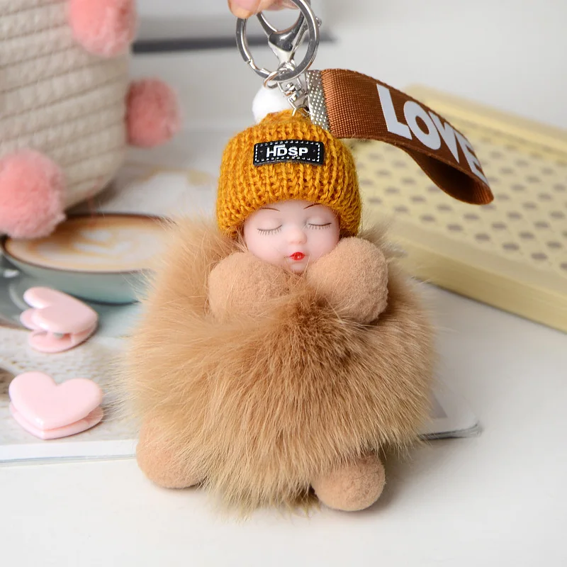 9cm Cute Genuine Fox Fur Ball Furry Pompom Genuine Fur Keychain