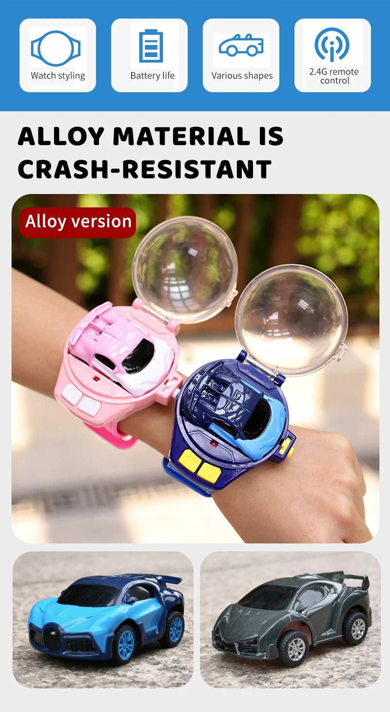 Zhorya Kids Mini Remote Control Car Watch Toy Hand Controlled Car 2.4g