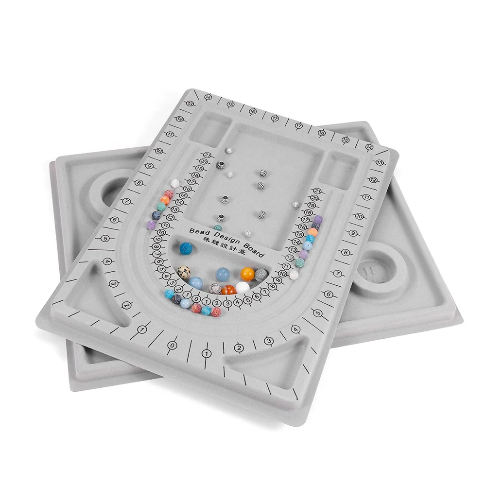 Tegg Bracelet Board 4 Grids Flocked Bead Beading Jewelry Organizer Tray for Bracelet Jewelry Making Design DIY Craft Panel