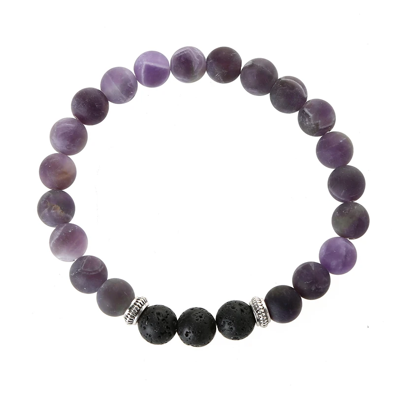 Bracciale in pietra lavica da 8 mm: diffusore di oli essenziali, pietra preziosa leggera, B224 - Italia