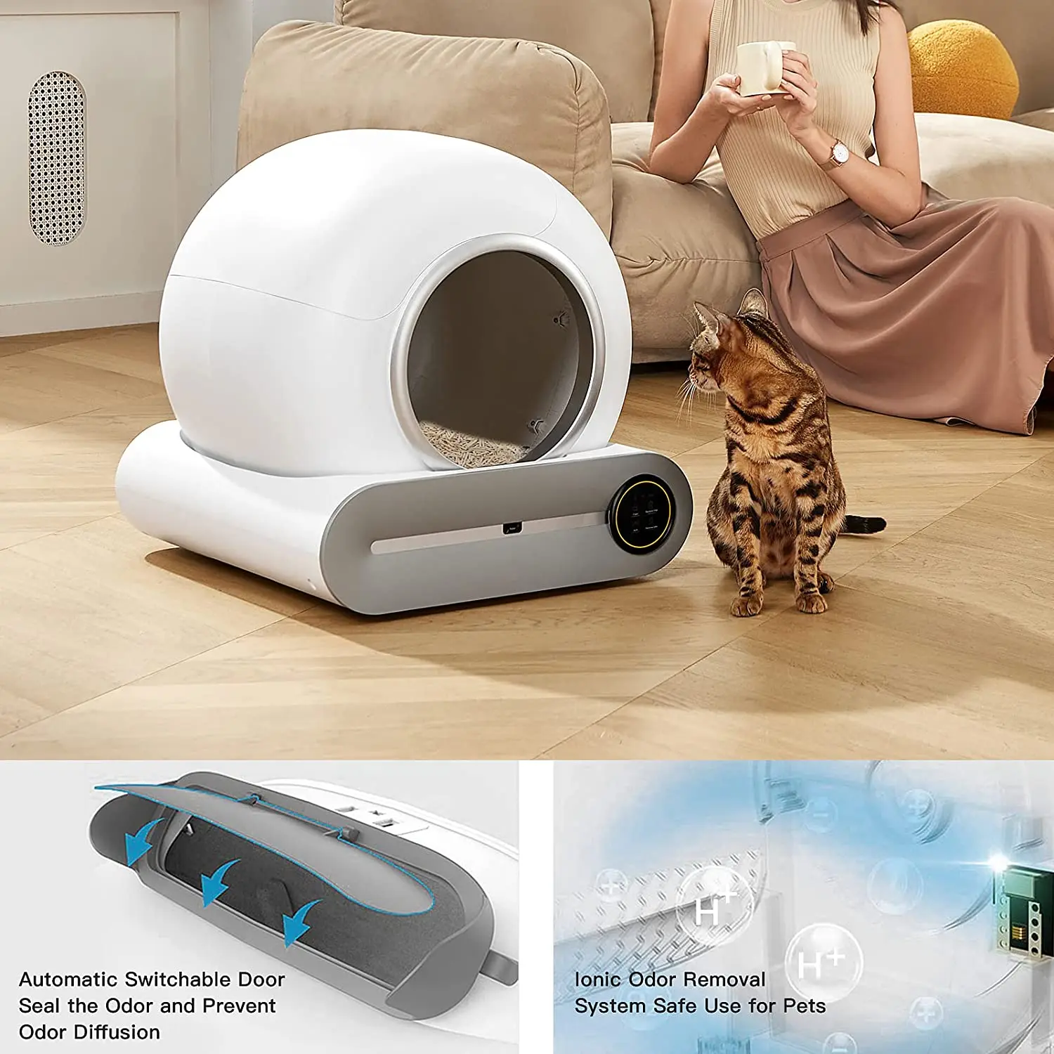 Tuya Wifi Connection Ultraquiet Automatic Cat Toilet App Control Self