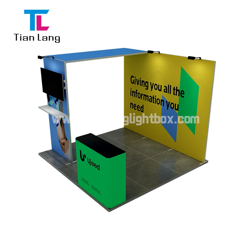 Custom Cheap Lightweight Folding Portable Exhibition Trade Show Metal Aluminum Frame Fabric supplier