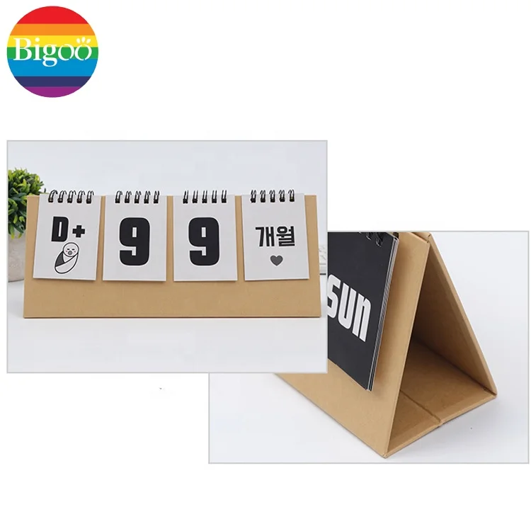 Custom Printed Simple Perpetual Desktop Countdown Calendar Practical Reminder for Office and Home Use