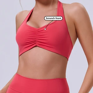 High Quality Women's Athleisure Workout Sports Bra Hanging Neck Sports Top Stretch Compression Soft Lightweight Yoga Bra