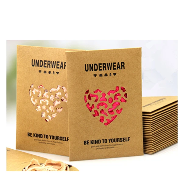 Пользовательский переработанный фиолетовый роскошный конверт из крафт-бумаги, Упаковочная Сумка для нижнего белья с лазерной высечкой в форме сердца