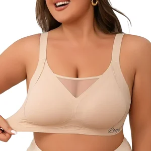 European Size Seamless Jelly Large Cup Large Busts Minimizing Effect Wireless Breathable Anti-Sagging Mesh Design Woman Bra